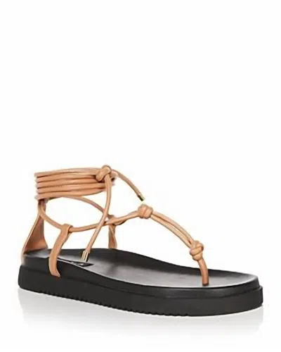 Aqua Women's Muse Strappy Ankle Tie Thong Sandals In Tan/black In Neutral