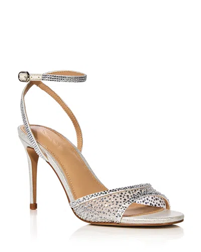 Aqua Women's Naya Embellished Mesh High Heel Sandals - Exclusive In Silver