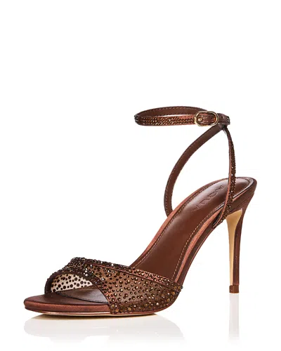 Aqua Women's Naya Embellished Mesh High Heel Sandals - Exclusive In Brown