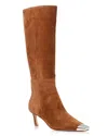 Aqua Women's Orion Suede Cap Toe High Heel Boots - Exclusive In Chestnut/luggage