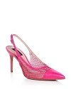 Aqua Women's Pointed Toe Mesh Black High Heel Slingback Pumps - 100% Exclusive In Pink