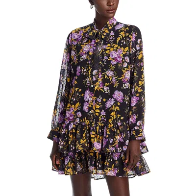 Aqua Rose Drop Mini Dress - Exclusive In Black/purple