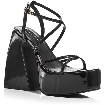 Aqua Womens Adjustable Open Toe Block Heels In Black