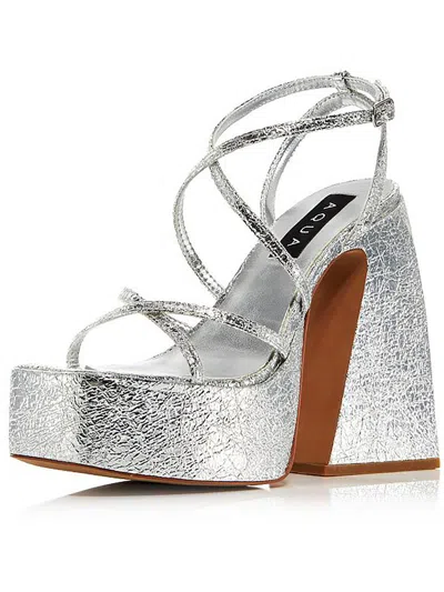 Aqua Womens Adjustable Open Toe Block Heels In Silver