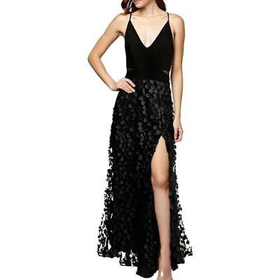 Aqua Womens Applique Polyester Evening Dress In Black