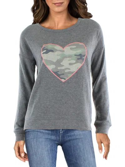 Aqua Womens Camo Heart Comfy Sweatshirt In Multi