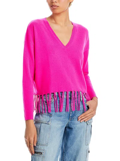 Aqua Fringe Hem Cashmere Sweater - 100% Exclusive In Neon Pink