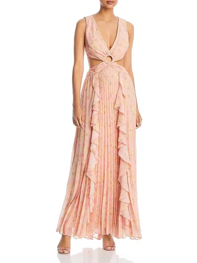 Aqua Womens Chiffon Cut-out Evening Dress In Pink