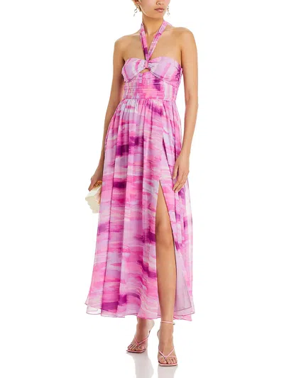 Aqua Womens Chiffon Long Maxi Dress In Pink