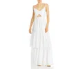 Aqua Womens Chiffon Tiered Evening Dress In White