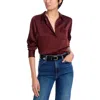 Aqua Satin Button Front Blouse - Exclusive In Gold