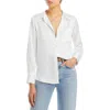Aqua Satin Button Front Blouse - Exclusive In White