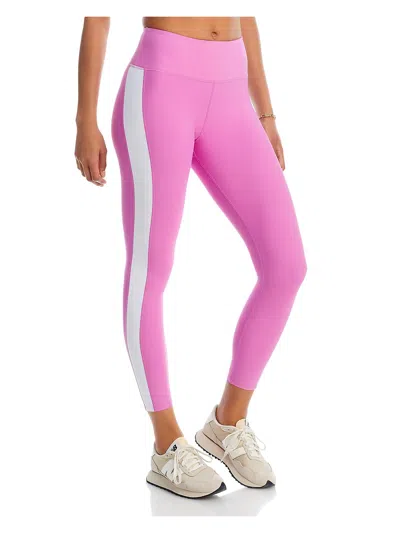 Aqua Womens Contrast Trim Polyester Leggings In Pink