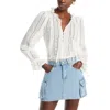 Aqua Cotton Lace Inset Blouse - Exclusive In White