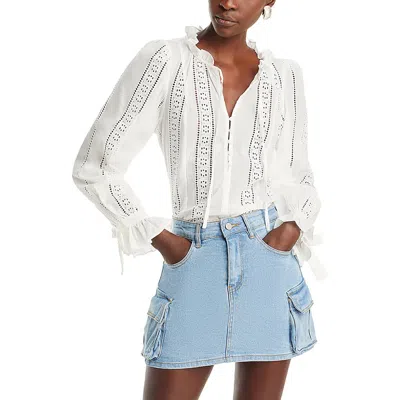 Aqua Cotton Lace Inset Blouse - Exclusive In White