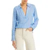 AQUA WOMENS COTTON V-NECK BLOUSE