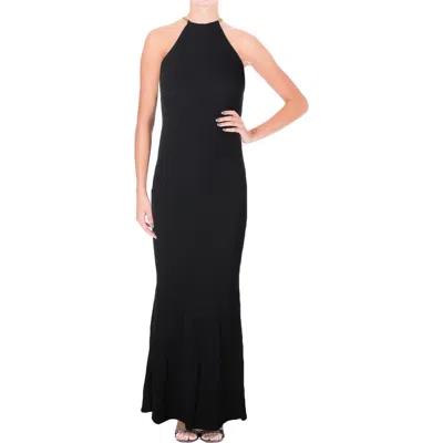 Aqua Womens Crepe Halter Formal Dress In Black