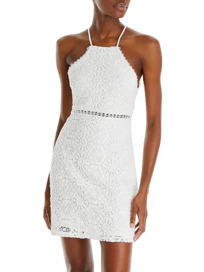 Aqua Womens Crochet Mini Dress In White