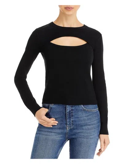 Aqua Womens Cut-out Rayon Pullover Top In Black