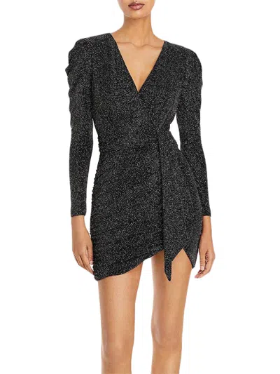 Aqua Womens Drapey Mini Cocktail And Party Dress In Black