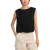 Aqua Womens Elastic Waist Cap Sleeve Blouse In Black