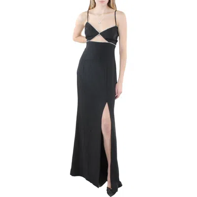 Aqua Womens Embellished Maxi Evening Dress In Black