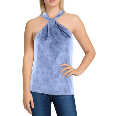 Aqua Womens Embossed Satin Halter Top In Blue