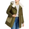 Aqua Womens Faux Fur Midi Anorak Jacket In Green