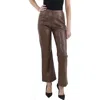 AQUA WOMENS FAUX LEATHER MID-RISE BOOTCUT PANTS