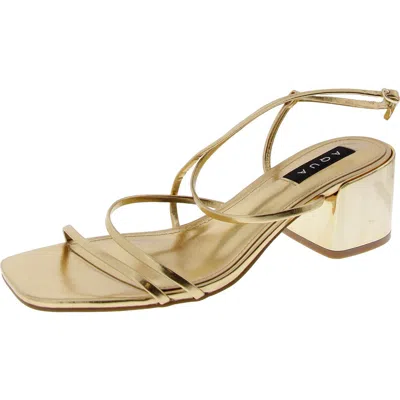 Aqua Womens Faux Leather Open Toe Block Heel In Gold