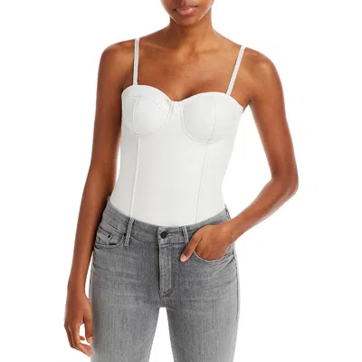 Aqua Womens Faux Leather Strapless Bodysuit In White