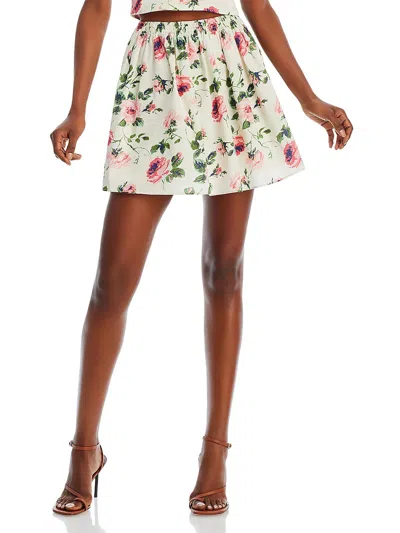 Aqua Womens Floral Print Cotton Mini Skirt In Multi