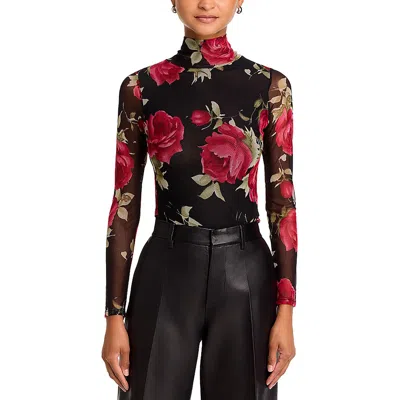 Aqua Floral Mesh Top - Exclusive In Black Multi