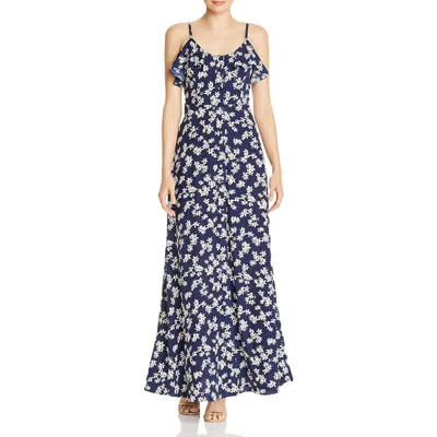Aqua Womens Floral Ruffled Maxi Dress In Blue