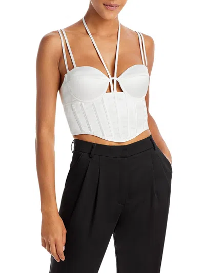 Aqua Womens Halter Bustier Cropped In White
