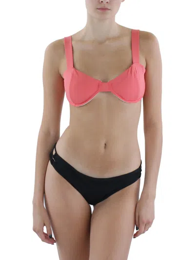 Aqua Womens Halter Solid Bikini Swim Top In Pink