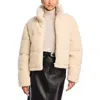 Aqua Sherpa Puffer Jacket - Exclusive In Beige