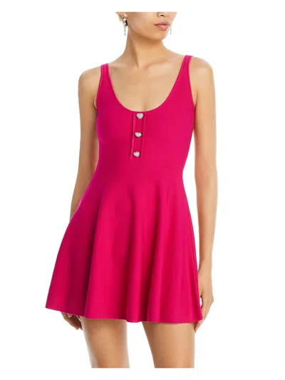 Aqua Womens Knit Viscose Fit & Flare Dress In Pink