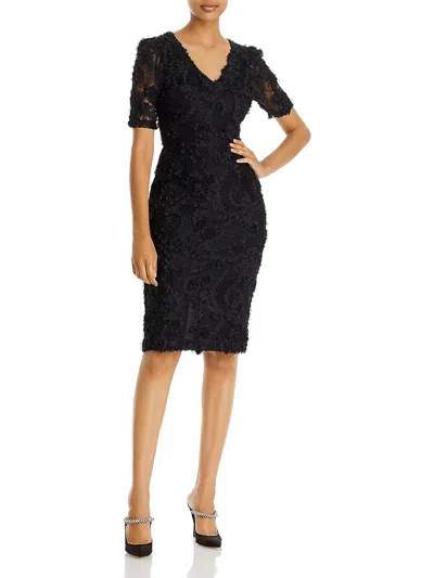 Aqua Womens Lace Knee-length Cocktail And Party Dress In Black