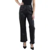 Aqua Womens Leather Long Bootcut Pants In Black