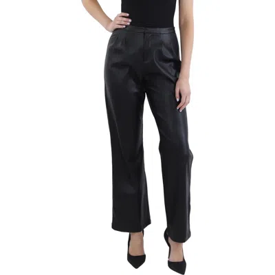 Aqua Womens Leather Long Bootcut Pants In Black