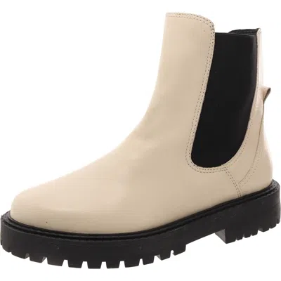 Aqua Womens Leather Lugged Sole Chelsea Boots In Beige