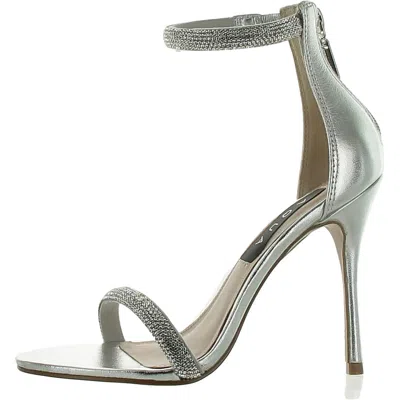Aqua Womens Leather Zipper Heels In Silver