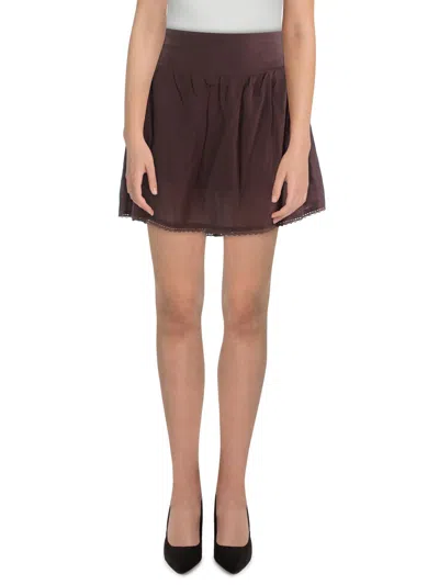 Aqua Womens Linen Blend Lace Trim Skort In Brown