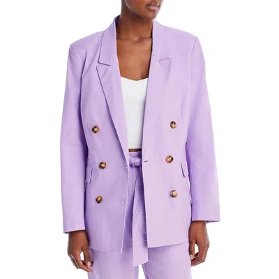 Aqua Womens Linen Blend Lapel Two-button Blazer In Purple