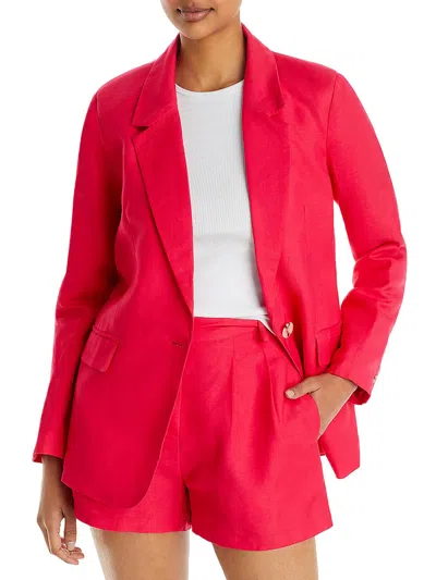 Aqua Womens Linen Blend Woven One-button Blazer In Pink