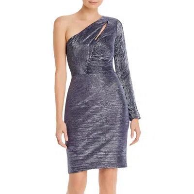 Aqua Womens Metallic Cut-out Cocktail Dress In Blue