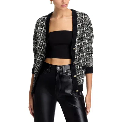 Aqua Womens Metallic Knit Cardigan Sweater In White