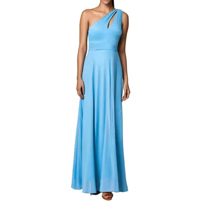 Aqua Womens Metallic Slit Evening Dress In Blue