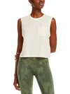 Aqua Womens Muscle Pocket Tank Top In White